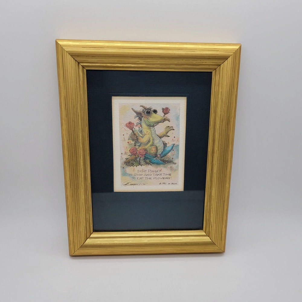 Vintage 1992 Jody Bergsma Dragon Art Print Limited Edition 2191/7500 Gold Framed